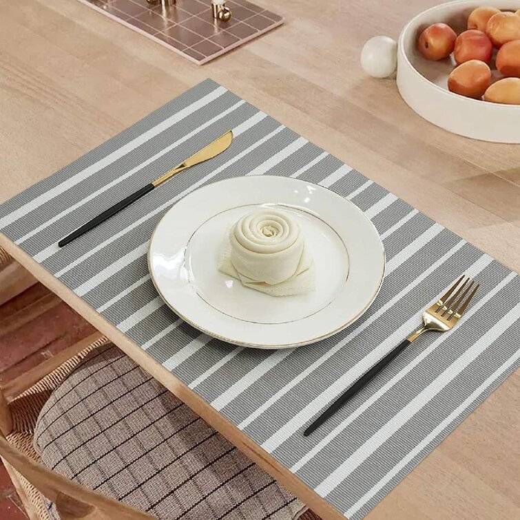 Table Runner with Set of 6 Compatible Placemats 12"×72" PVC Non-Slip Heat 