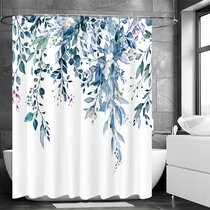 hoockless dusty blue embroidered shower curtain RBH32MY131 