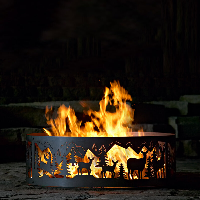 Millwood Pines Jiang Whitetail Steel Wood Burning Fire Ring Reviews Wayfair