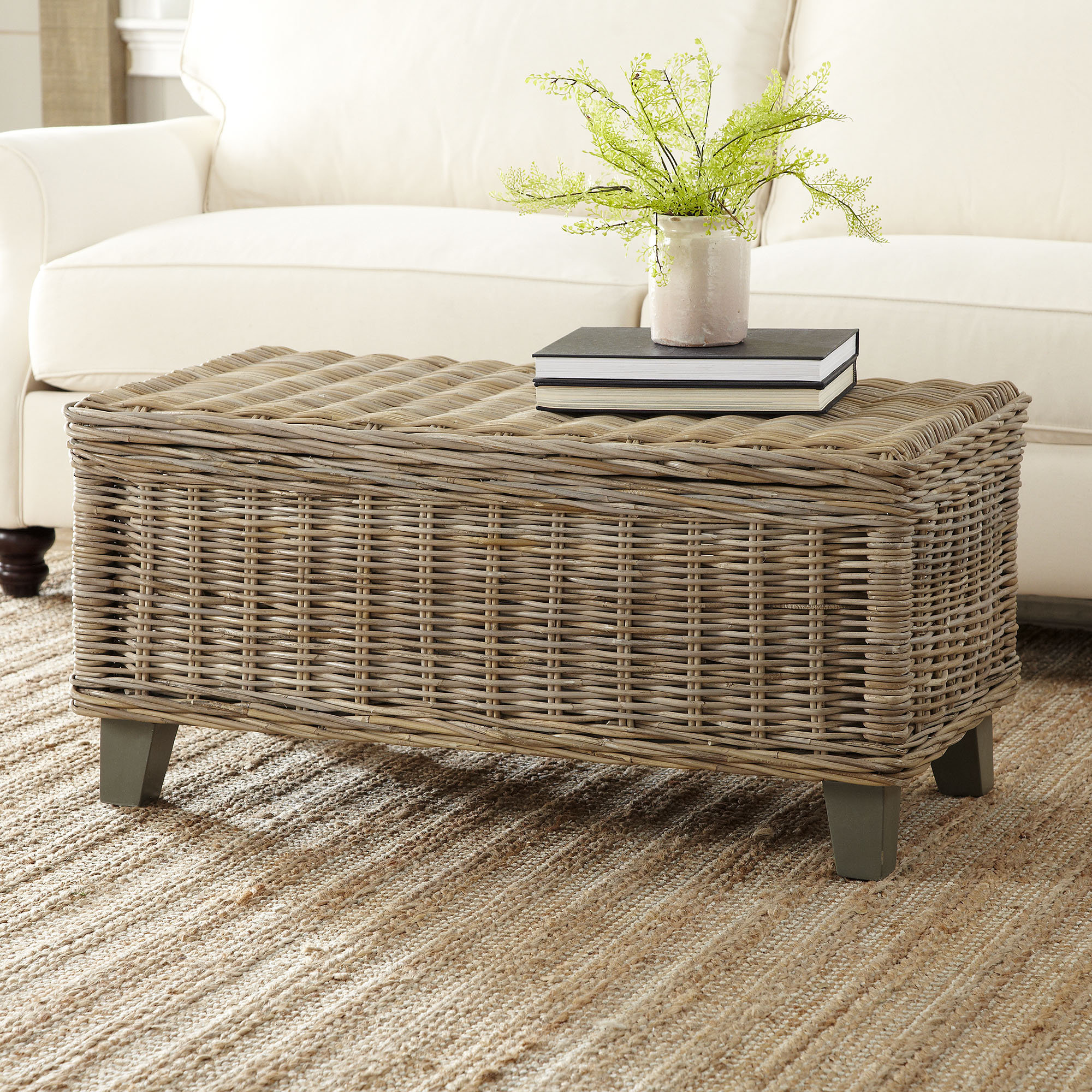 wicker coffee table tray