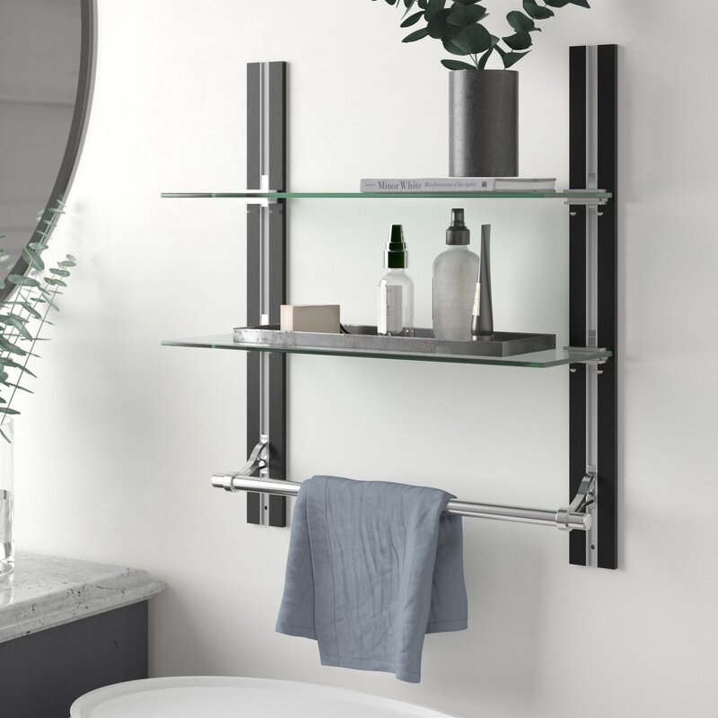 espresso bathroom floating shelves