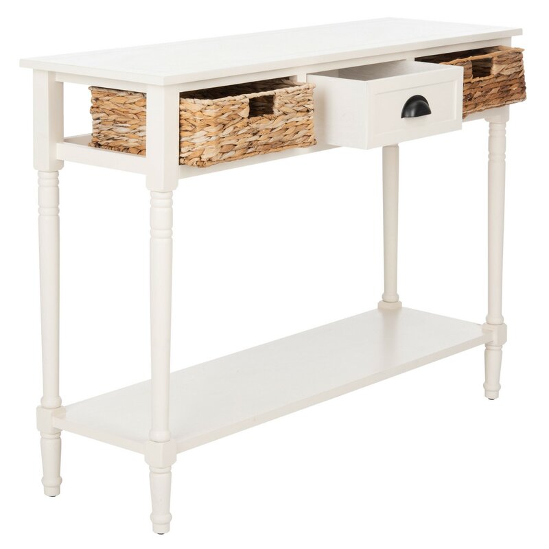 white sofa table with drawers