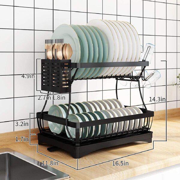 SpicyMedia 2Tier Dish Drying Rack With Drainboard,Dish
