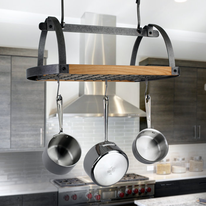 Handcrafted Decor Oval Ceiling Hanging Pot Rack