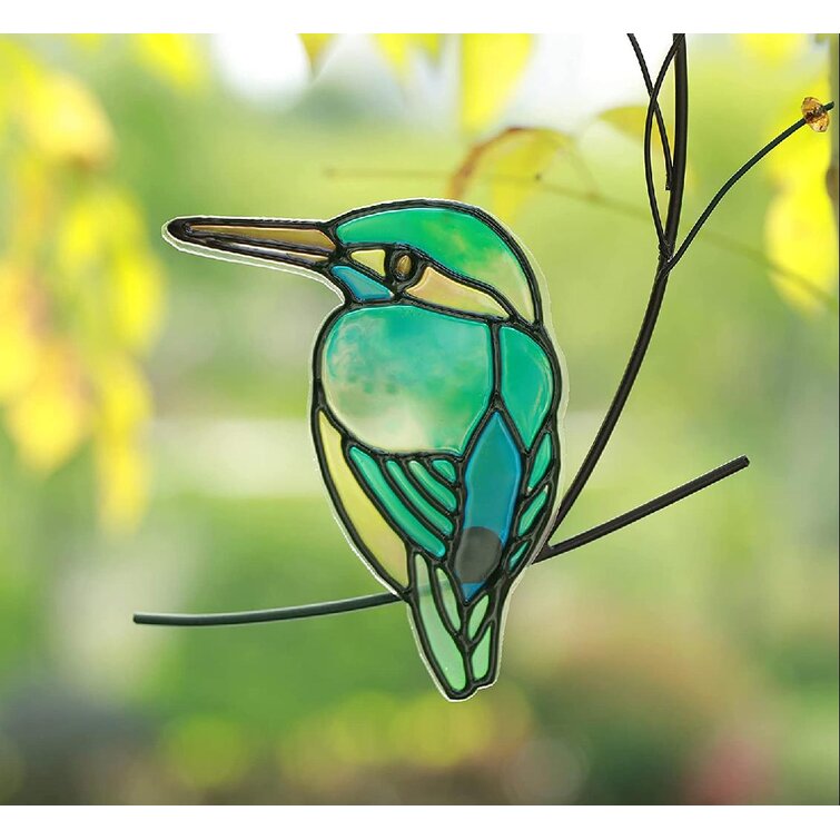 Stained Glass Hummingbird Suncatcher Metal Birds Windows Hanging Decoration