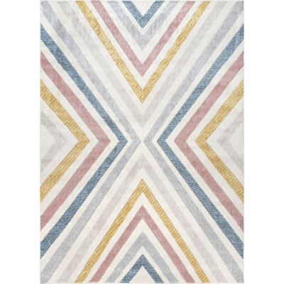 Magallanes Contemporary Chevron Power Loom Beige/Pink/Blue/Gray Rug