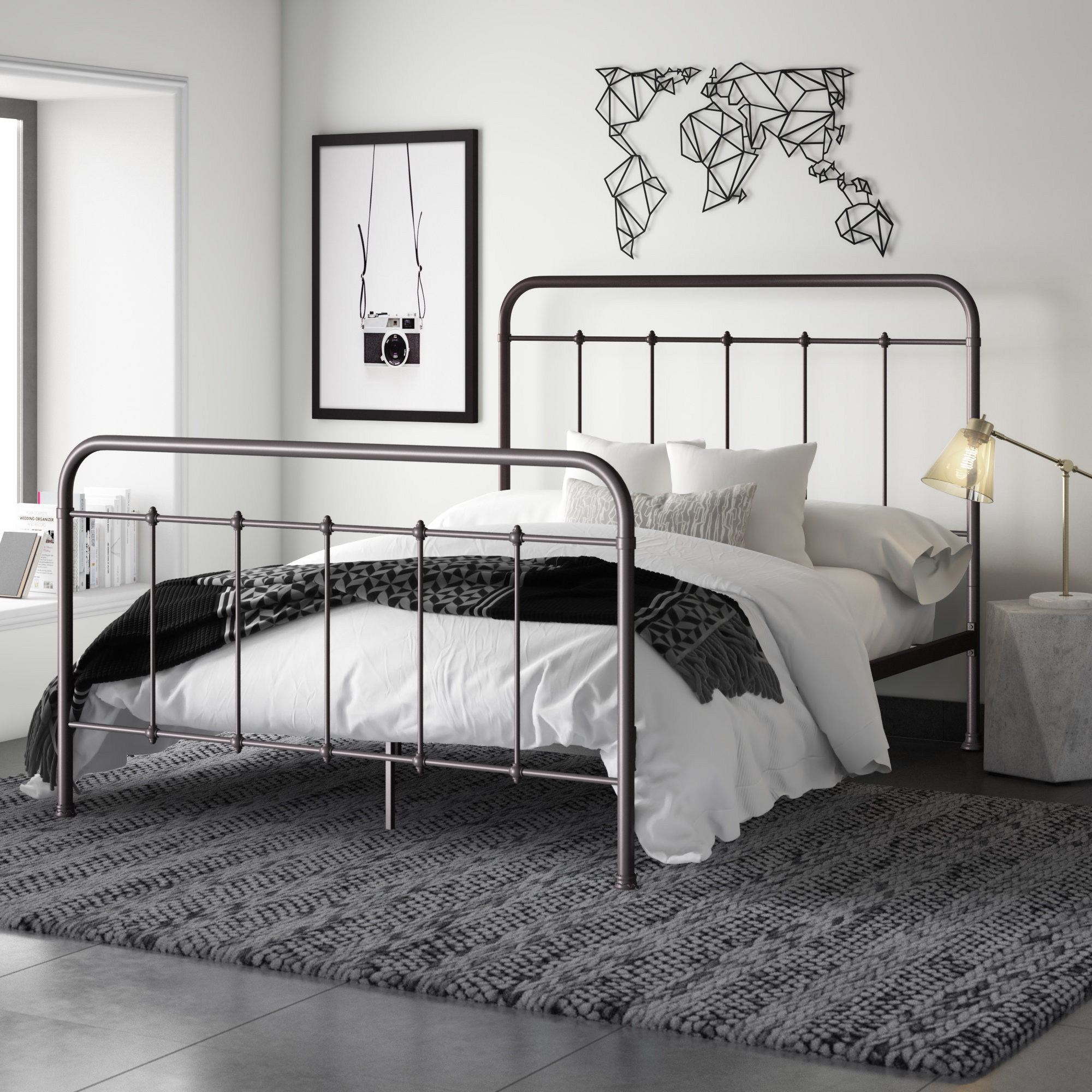 metal bed frame compatible with adjustable base