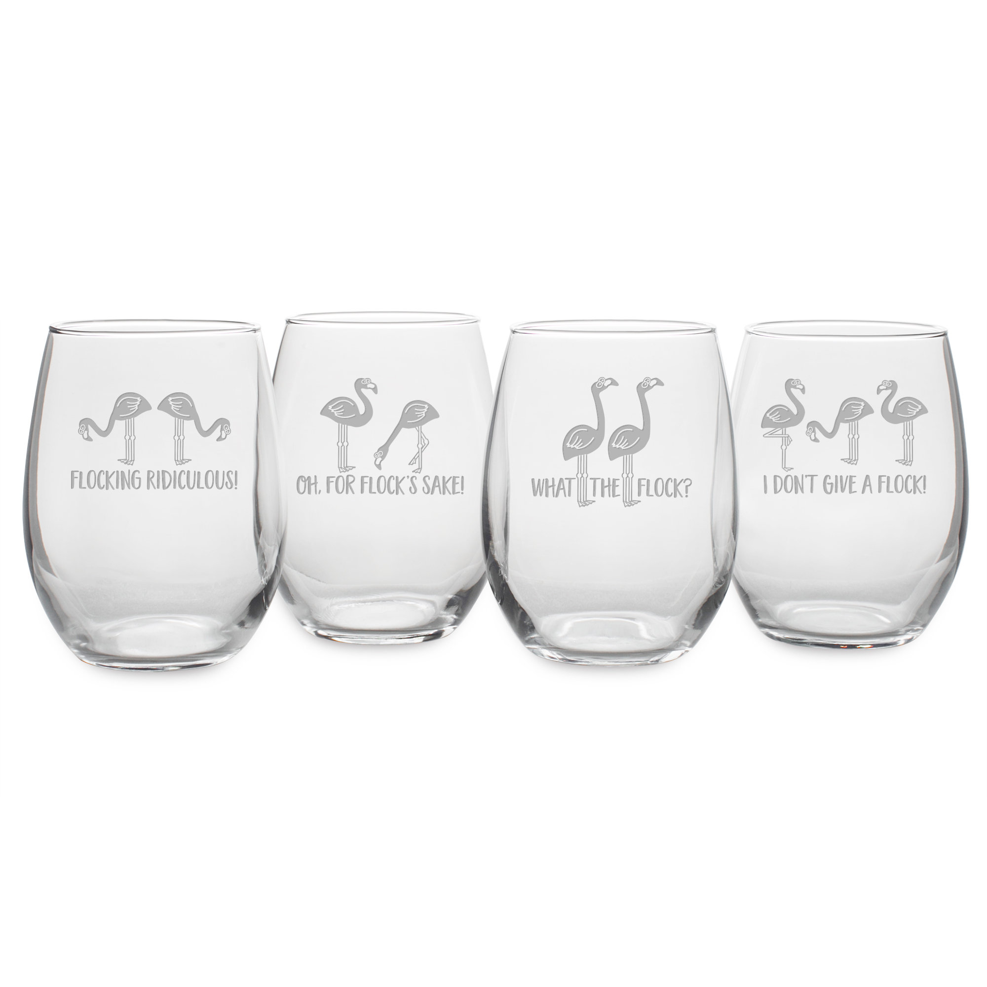 Susquehanna Glass Flocking Ridiculous 4 Piece 21 Oz Stemless Wine