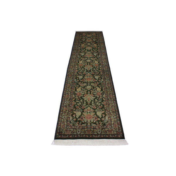 Bloomsbury Market One Of A Kind Obrien Hand Knotted Green Pink Brown 2 6 X 10 6 Runner Wool Area Rug Wayfair