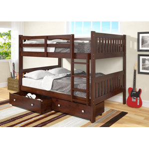 Full over Full Bunk Bed with Storage b..