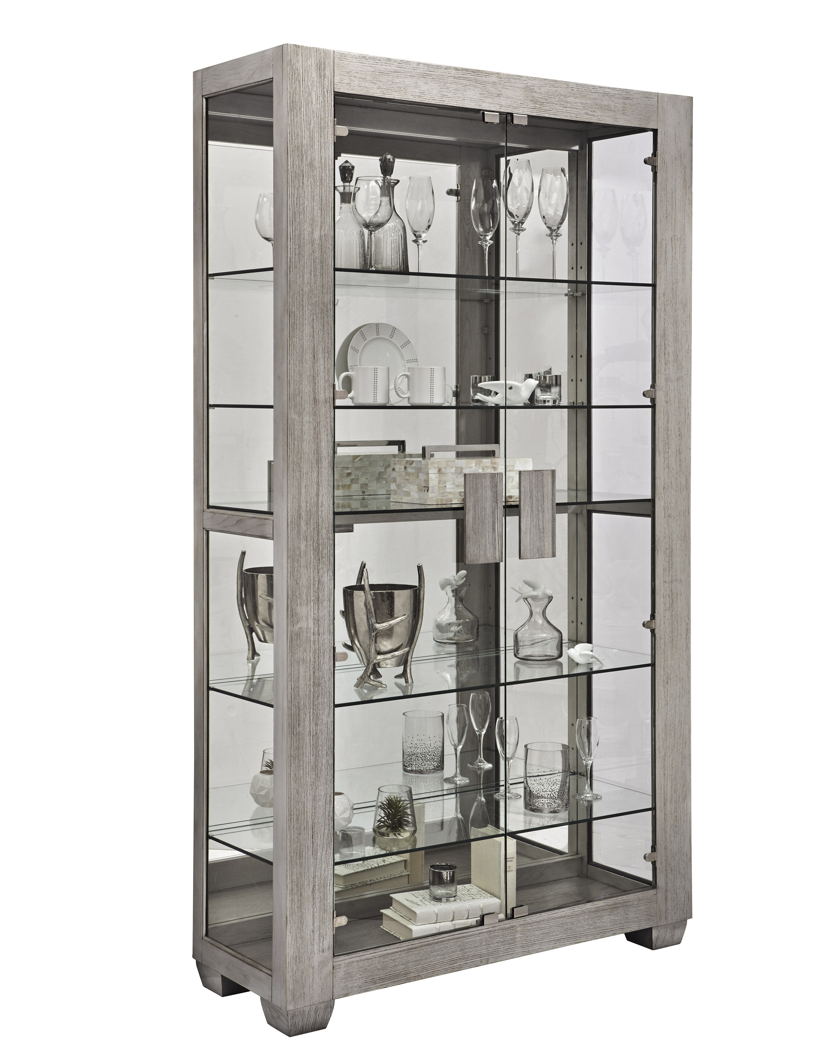 Gracie Oaks Alberto Lighted 5 Shelf Curio Cabinet Wayfair