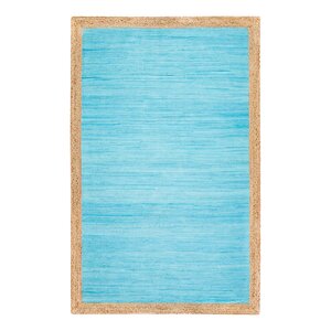 Hand-Woven Cotton Blue Area Rug