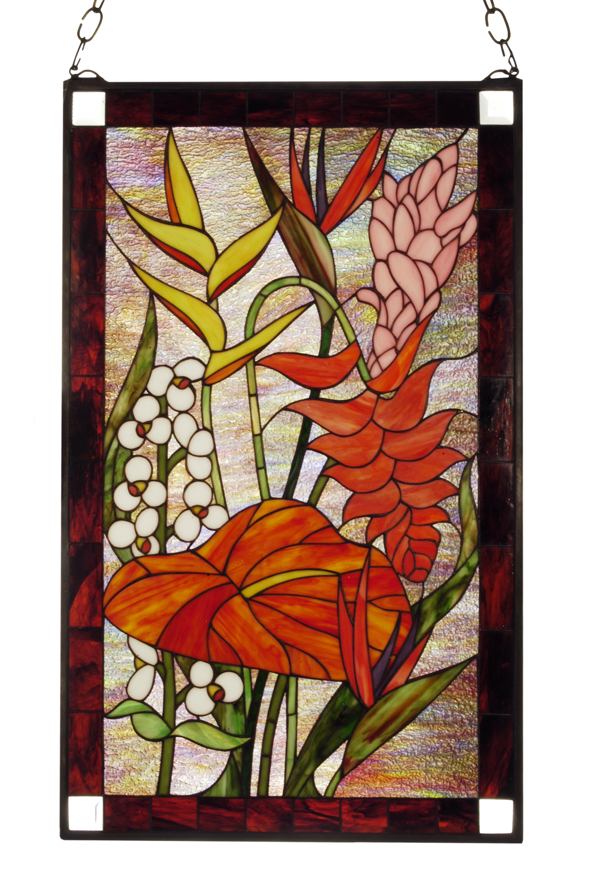 Astoria Grand Diane Tropical Floral Stained Glass Window Wayfair