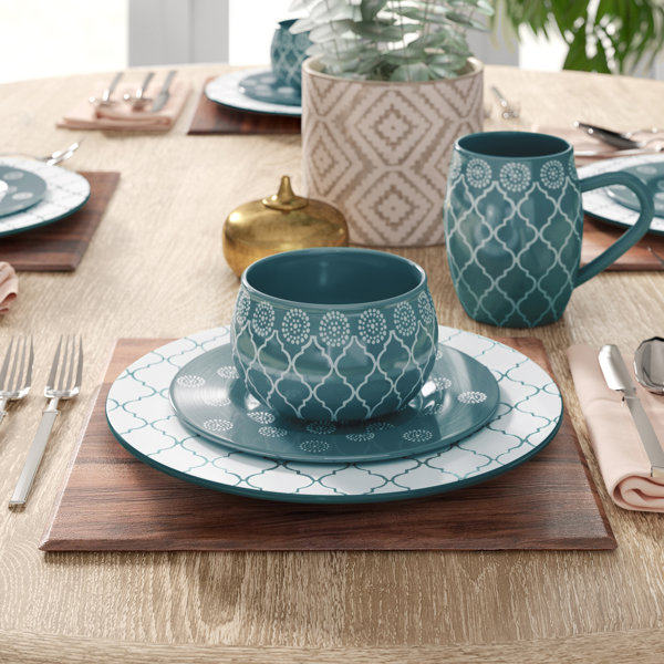 Teal dish sets clearance
