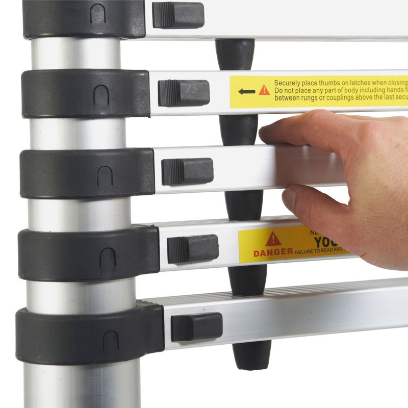 8.5 ft Aluminum Telescoping Extension Ladder with 330 Ib. Load Capacity