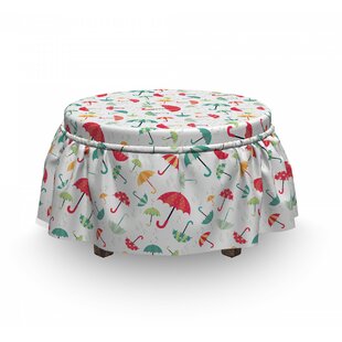 Umbrellas Dots Ottoman Slipcover (Set Of 2) By East Urban Home