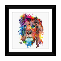 Inquisitive Creatures Poster Lion White Wooden Framed 31x38cm 