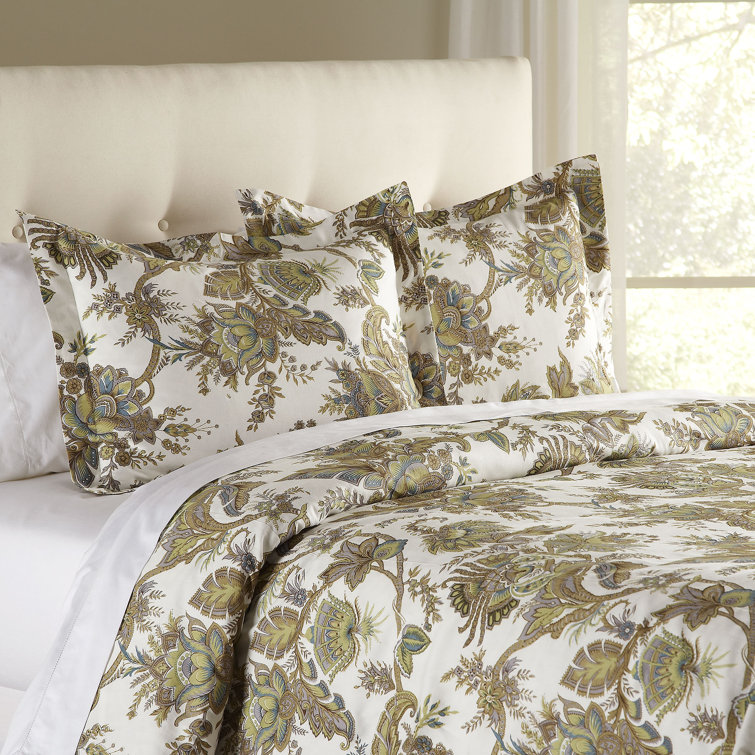 Toile Duvet Cover Bedding Set Birds Flowers Reversible Single Double Pillowcase 