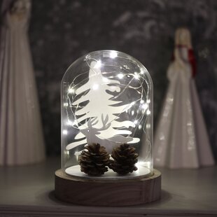 Christmas Tree Reindeer Bird Bear Snow Globe Brich Base Led Light Decor 