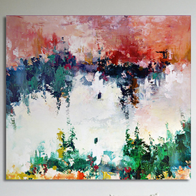 Art Excuse Alpine Vista Painting On Wrapped Canvas In Green
