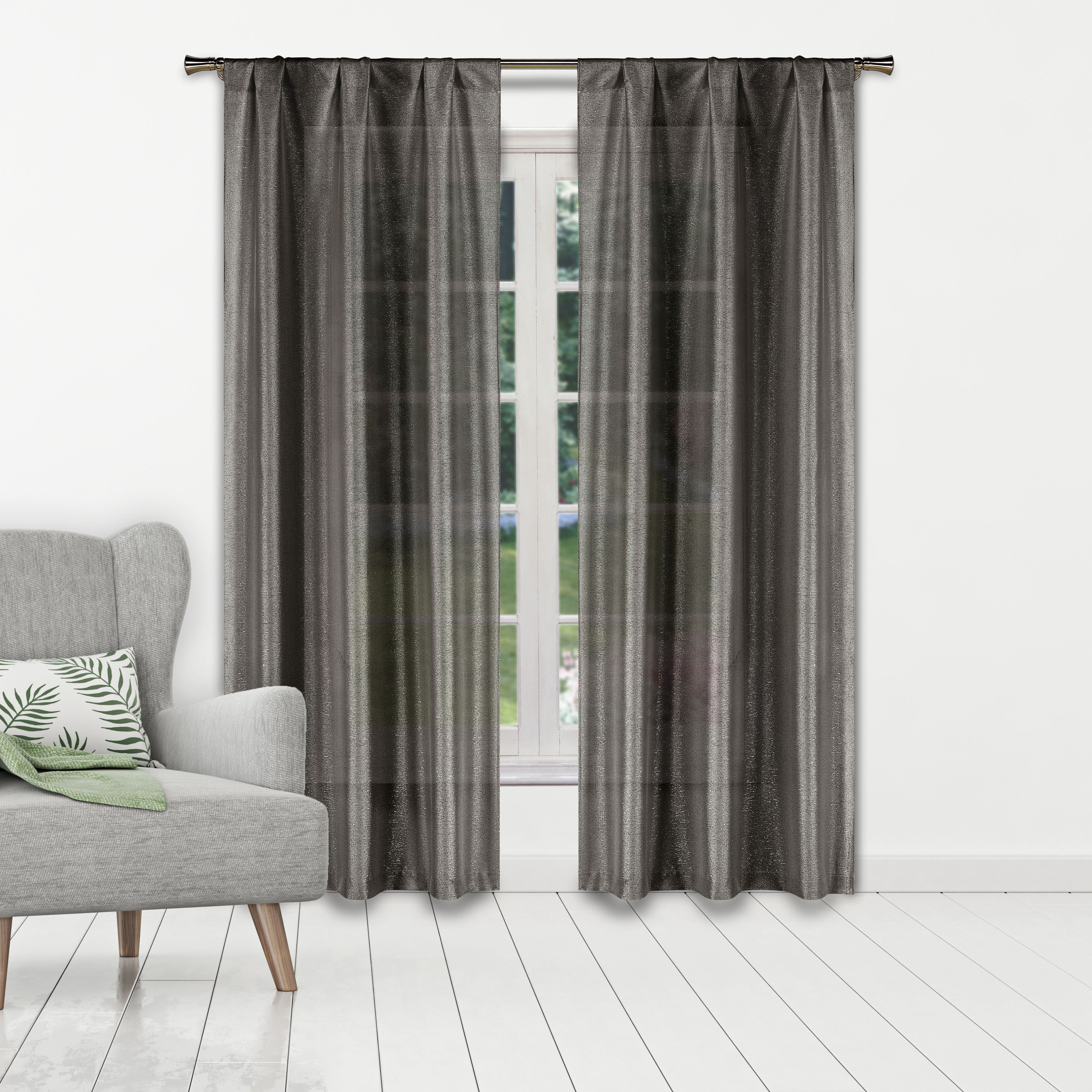 Davenport Black Cream Striped Cotton Blend Ring Top Curtain Drapes