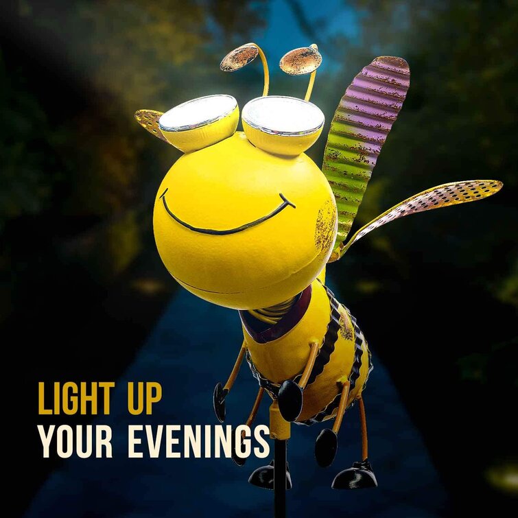 LED Solar Lighted Bees Collapsible Lantern Yard Garden Decor
