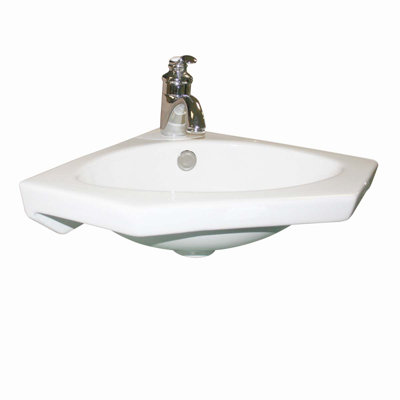 Vitreous China 24" Corner Bathroom Sink and Overflow