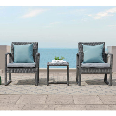 Ables Square 2 - Person 15.8" Long Bistro Set with Cushions