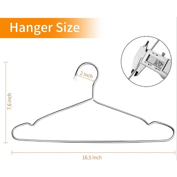 Stainless Steel Metal Hangers 30 Pack Strong Heavy Duty Wire Ultra Thin 16.5" 
