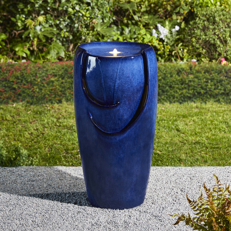 Rorer Ceramic Fountain with Light Color: Cobalt Blue, Size: 29.25" H x 14.25" W x 15.25" D