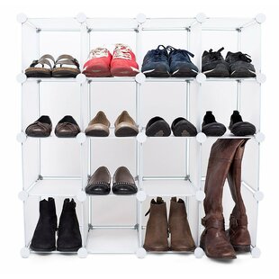 Shoe Organizer Rack Stand 16 Cubby Space Saving Closet Hallway Storage Shelf