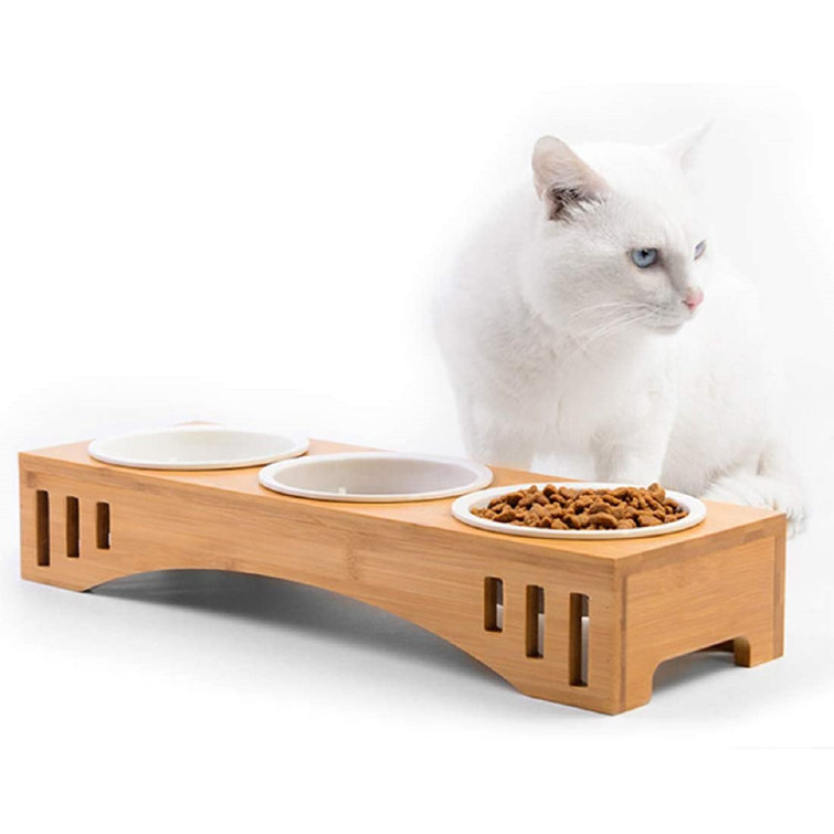 triple cat bowl stand