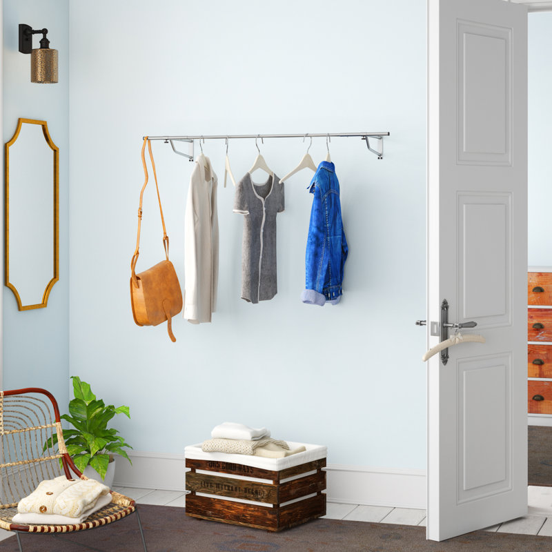 Wayfair Basics 120 Cm Wide Wall Mountable Garment Wardrobe Rail