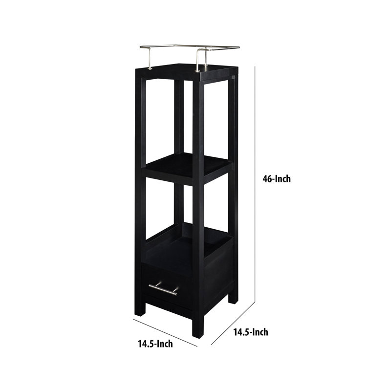 Ebern Designs Transitional Wooden Tall Storage Cabinet With Drawer