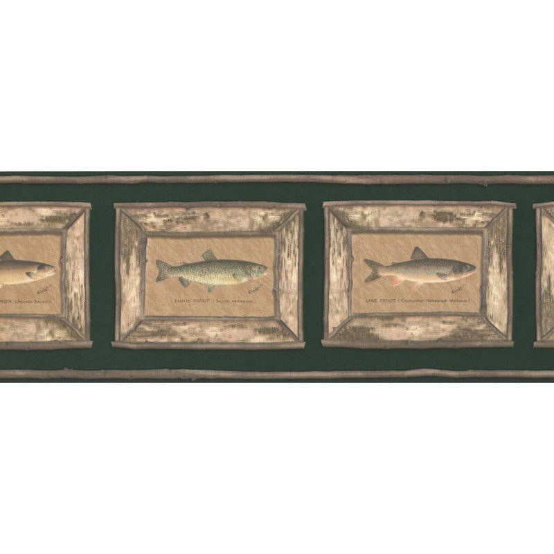 Millwood Pines Chisdock Framed Atlantic Salmon 15 L X 9 W Wallpaper Border Wayfair