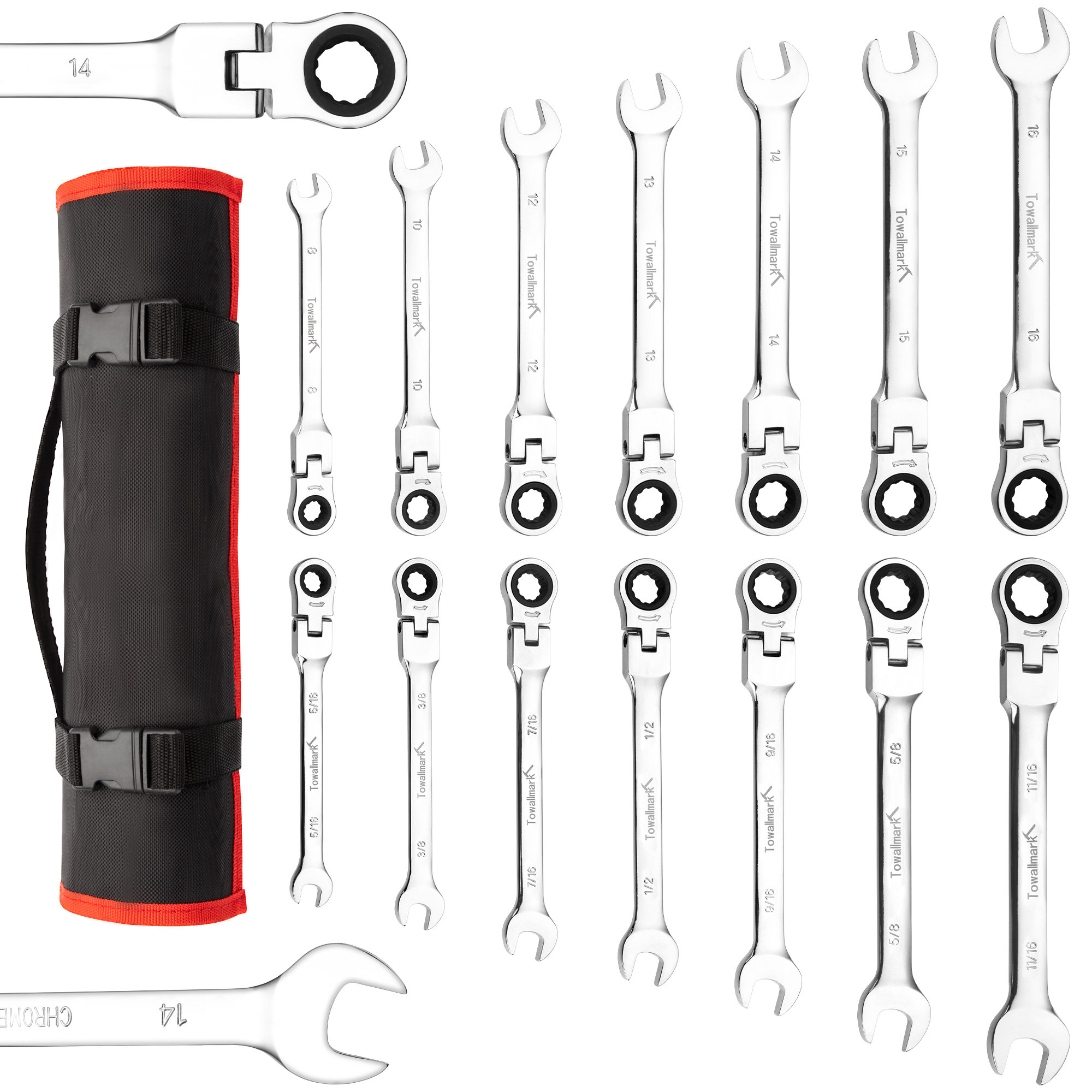 wrench set in roll up pouch