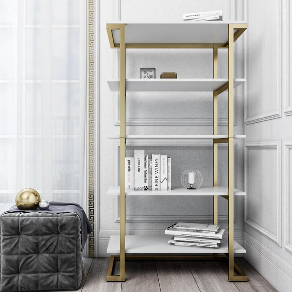 Cosmoliving By Cosmopolitan Camila 55 51 H X 30 W Metal Etagere Bookcase Reviews Wayfair