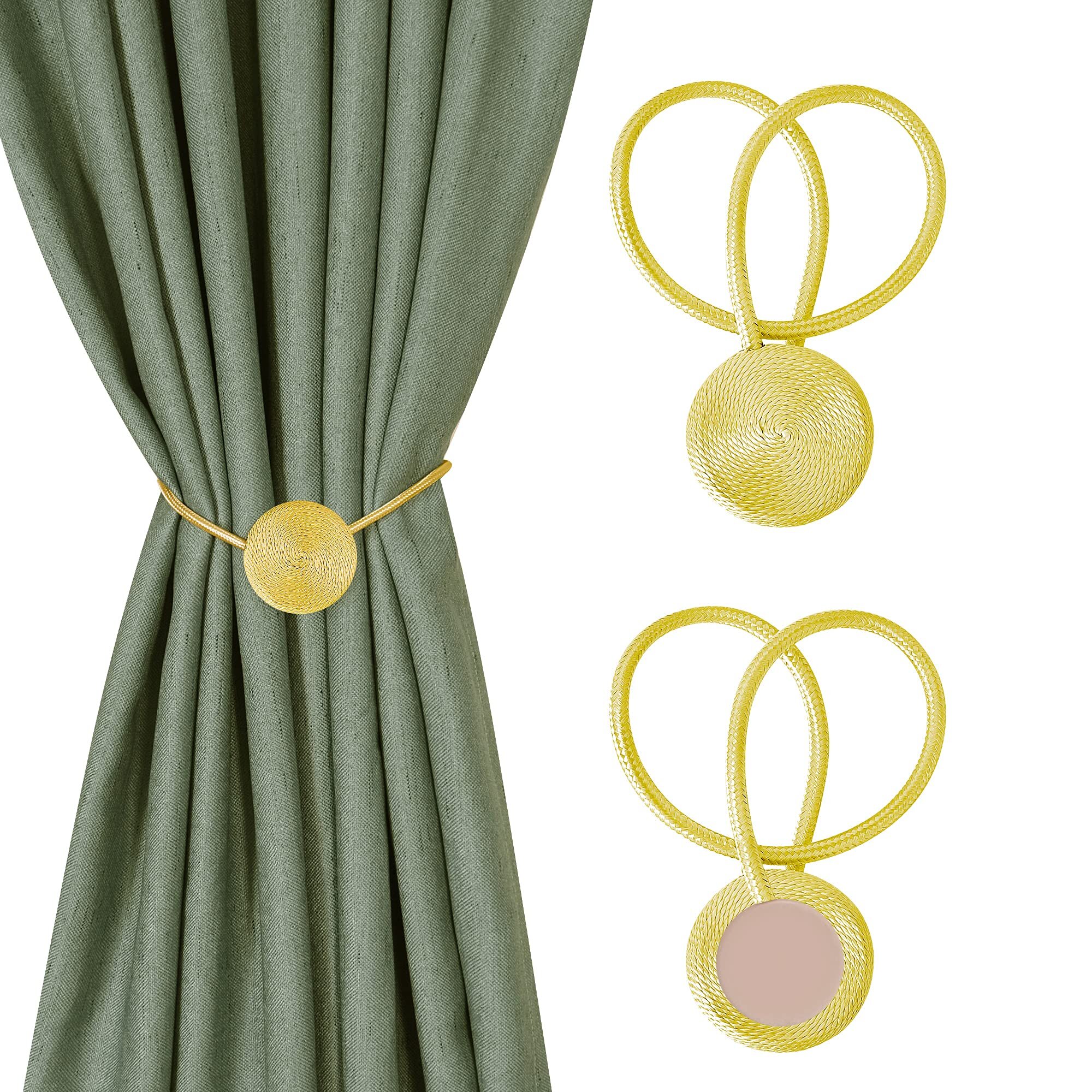 Teal LUYIMIN Magnetic Curtain Tiebacks Clips 2 Pack Drape Tie Backs Decorative Curtain Rope Holdbacks for Home Kitchen Office Window Drapes,No Drilling & Holes Required