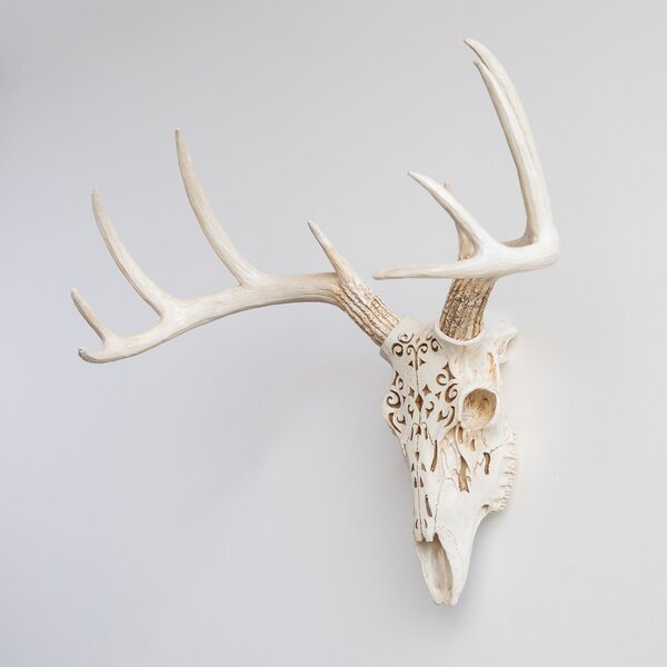 Deer Buck Skull Head Wall Art Taxidermy Decor Resin Fake Bone Hunting Cabin NEW 