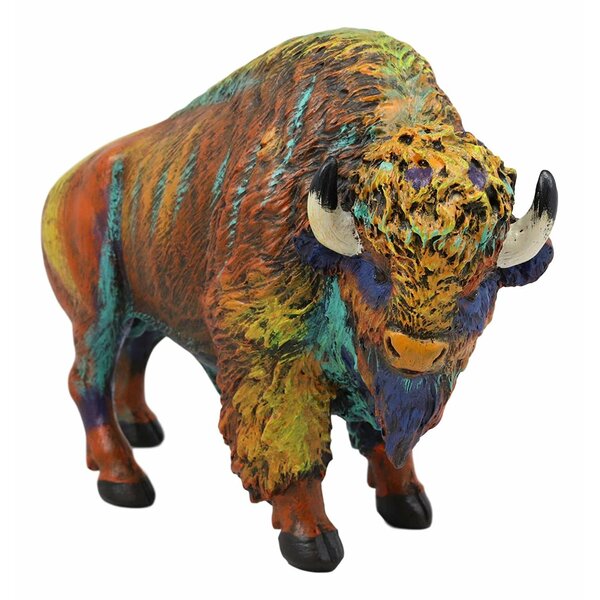 Wild Buffalo Bison Sculpture Countertop Mantle Figurine Native American Statue 