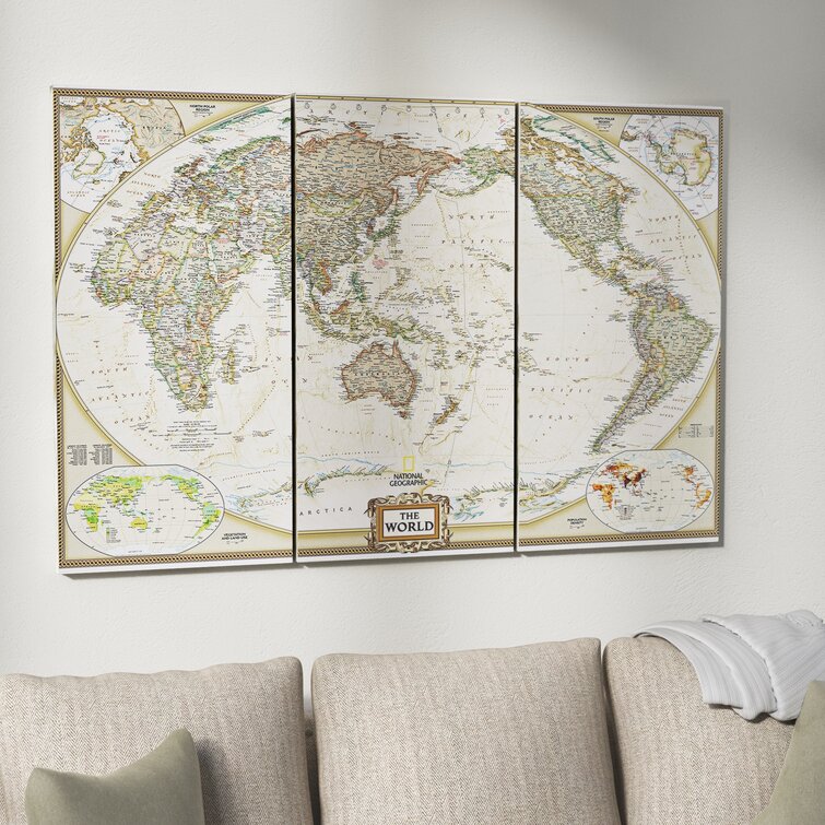 12"x22"Elements World Map Home Decor HD Canvas Print Picture Wall Art Painting