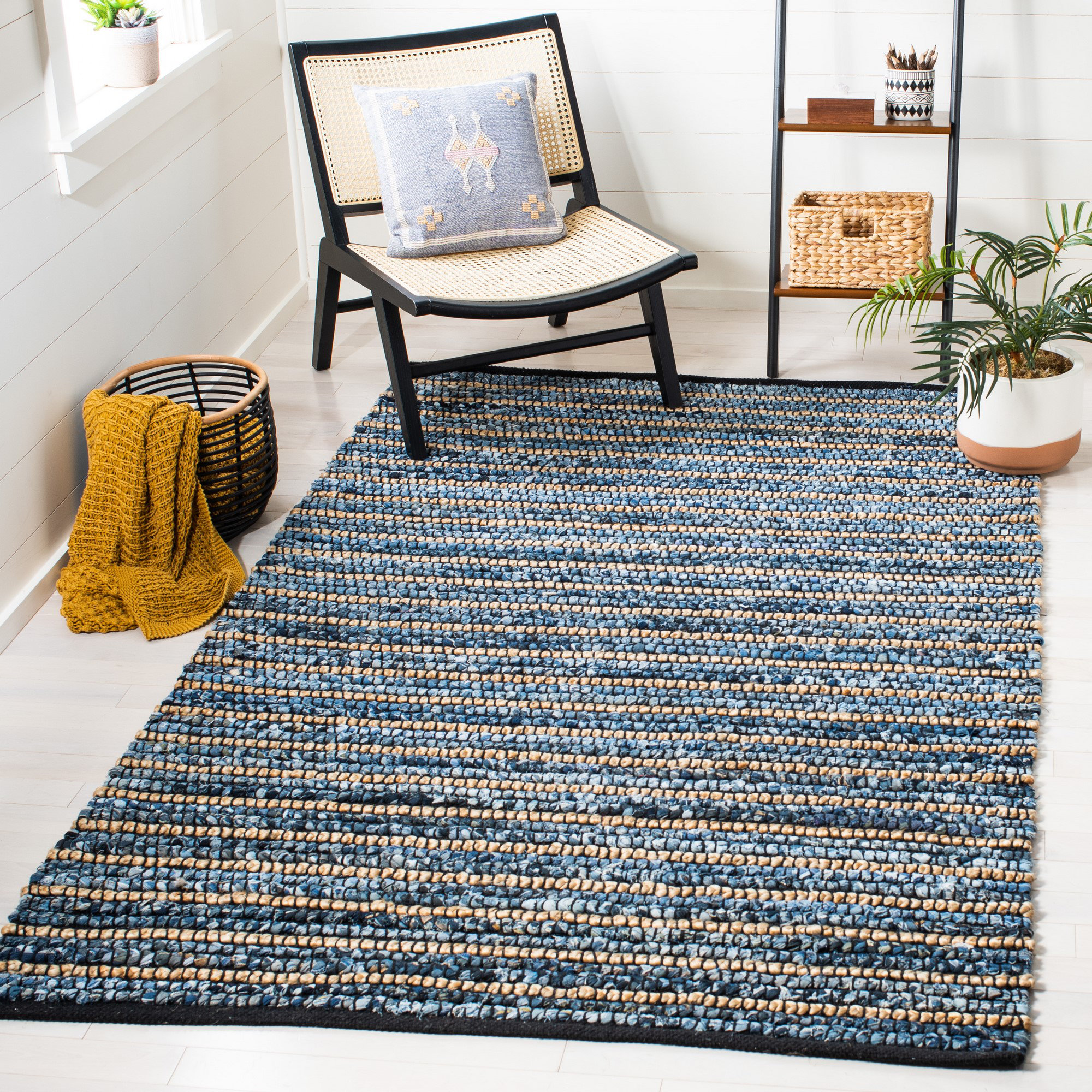 Beachcrest Home Cypress Quarters Striped Handmade Flatweave Blue Natural Area Rug Reviews Wayfair