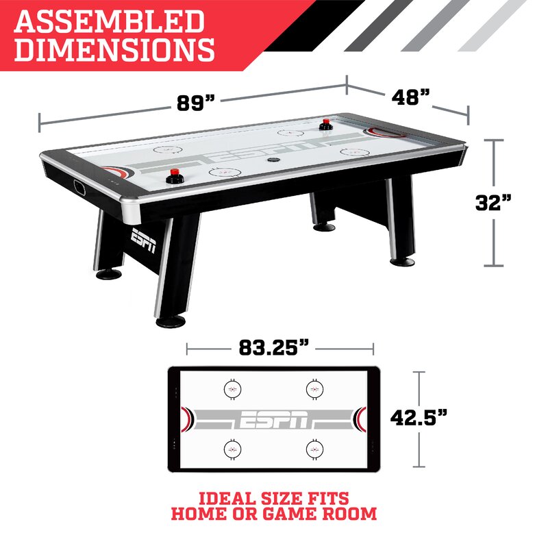 Espn 89 Two Player Air Hockey Table With Digital Scoreboard And