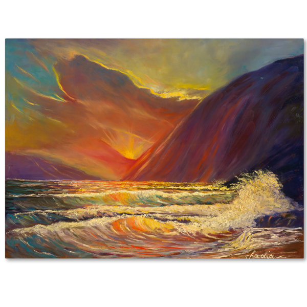 Trademark Art Hawaiian Coastal Sunset Painting Print On Wrapped