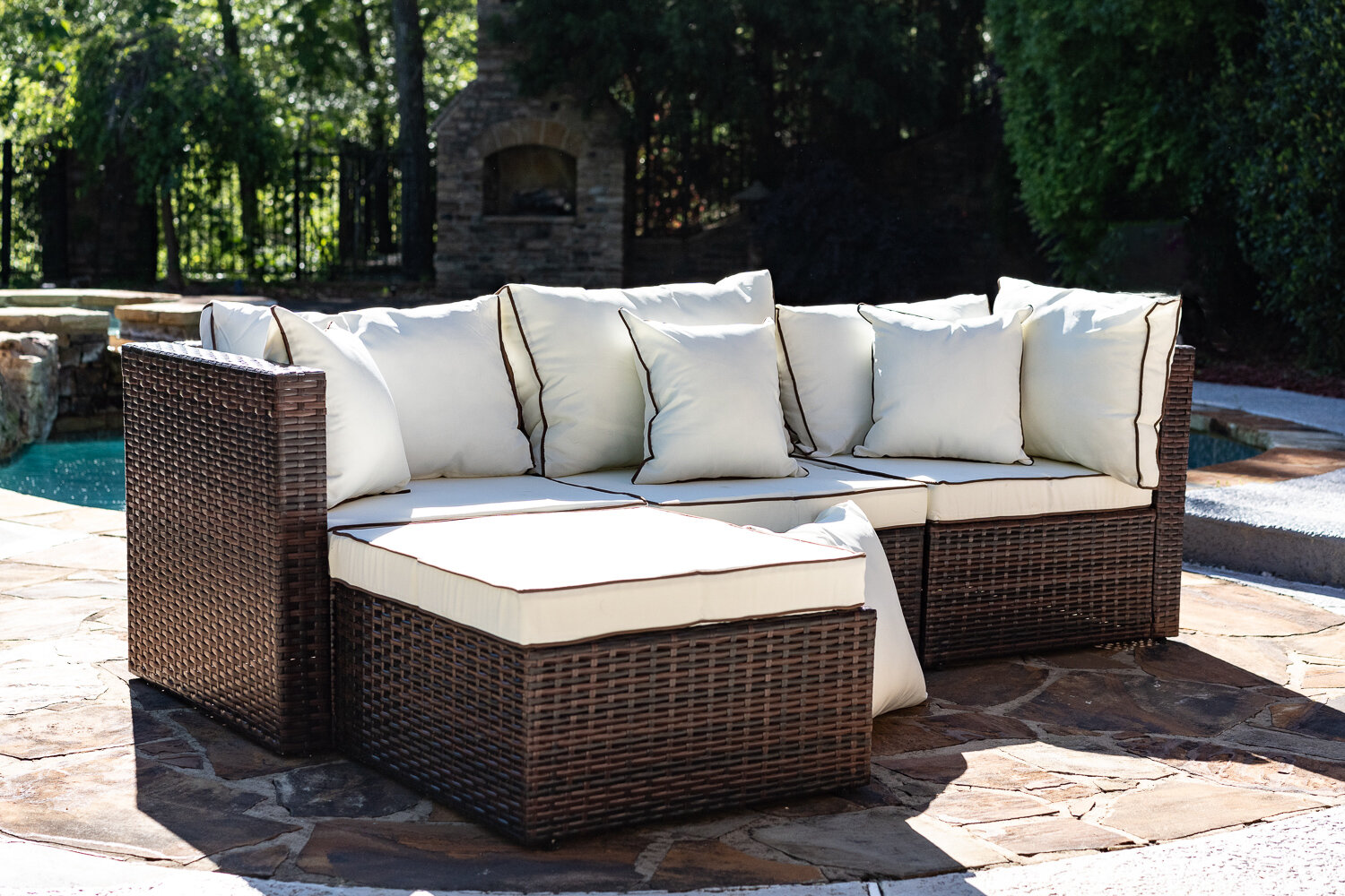 Three Posts Burruss Patio Sectional With Cushions Reviews Wayfair