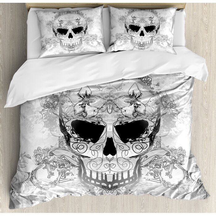 East Urban Home Day Of The Dead Decor Skull Duvet Cover Set