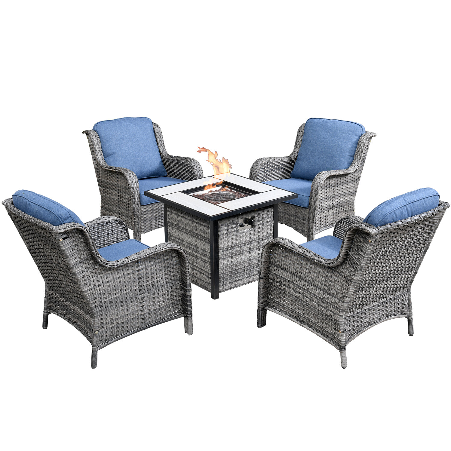 four patio chairs