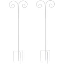 7/10in Thick 2 Pack Heavy Duty Garden Pole Metal Stake Hangers for Plant Baskets Bird Feeders Lights and Wedding Decor,Black unho Double Shepherds Hook Adjustable Height 55-95in