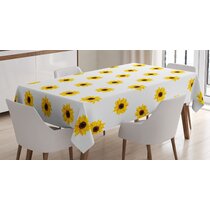 SUNFLOWER & BUTTERFLIES POLYESTER TABLE TOPPER 51.5" SQUARE TABLECLOTHS 