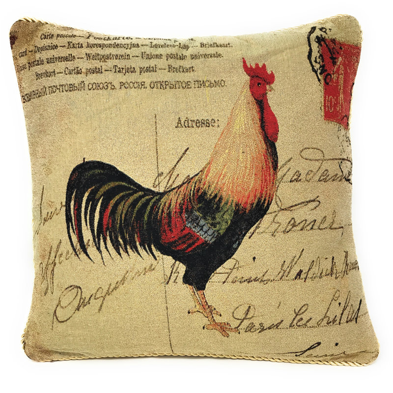 August Grove Noeline Handsome Rooster Postmark With Love 18 Throw Pillow Cover Reviews Wayfair